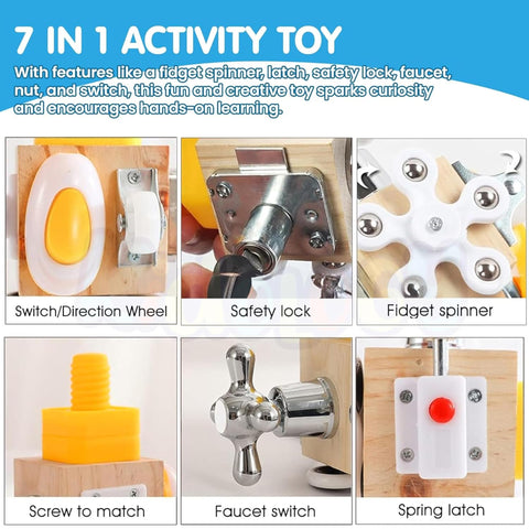 7-in-1 Small Wooden Busy Cube For Kids - EKT4024