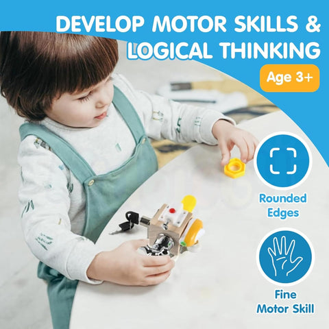 7-in-1 Small Wooden Busy Cube For Kids - EKT4024