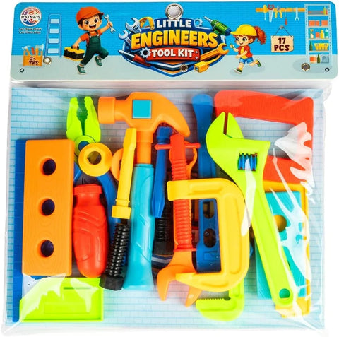 Little Engineers Tool Kit Toys Set of 17 Pcs Pretend Play Toys - EKT4038