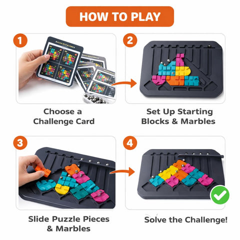 Marble Puzzle Board Game With 64 Challenges - EKT4039