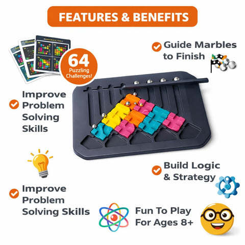 Marble Puzzle Board Game With 64 Challenges - EKT4039