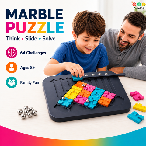 Marble Puzzle Board Game With 64 Challenges - EKT4039