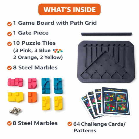 Marble Puzzle Board Game With 64 Challenges - EKT4039