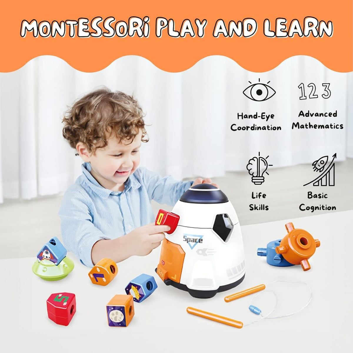 Premium Spaceship Shape Sorter For Toddlers - EKT4054