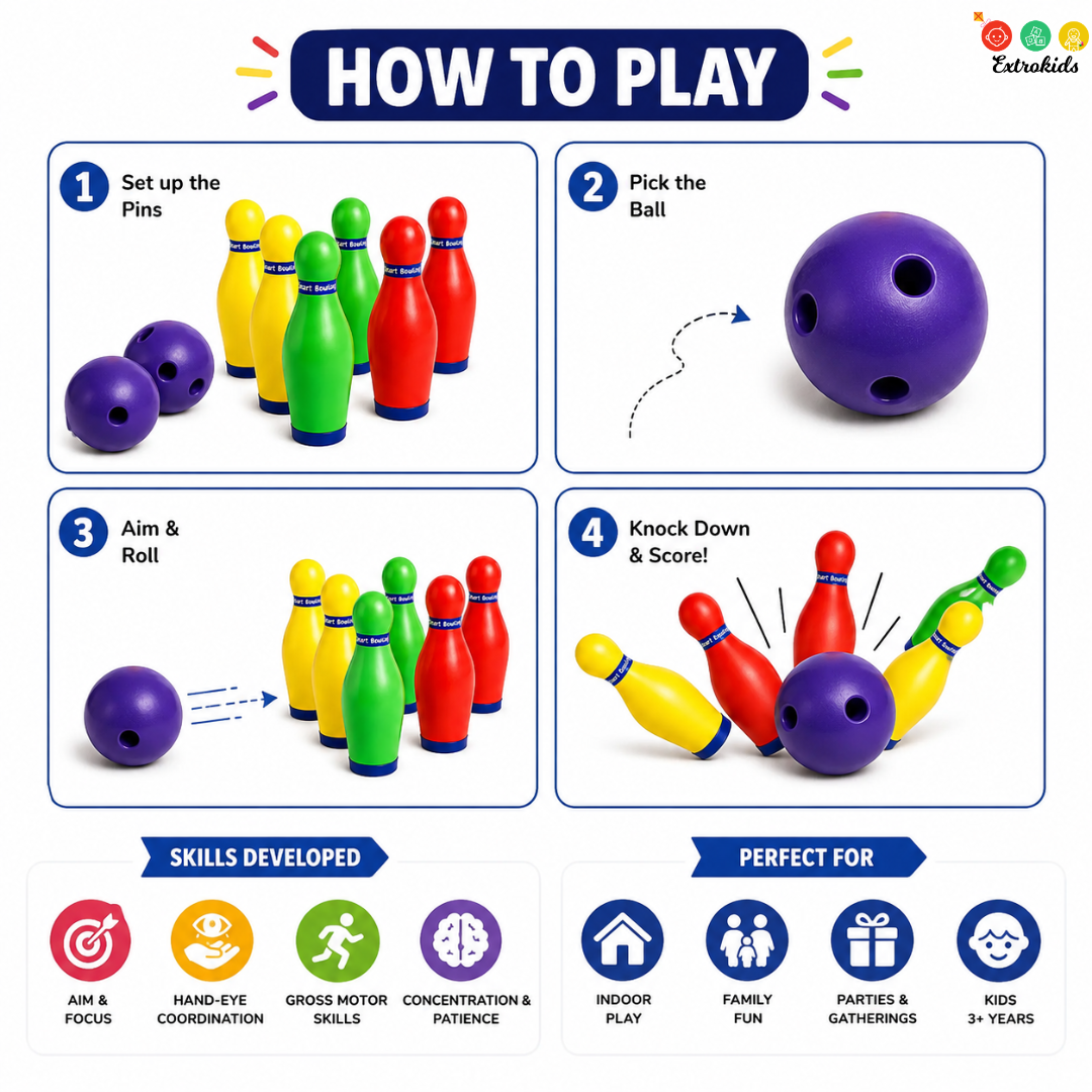 Smart Bowling Play Set 6 Pins And 2 Balls - EKT4059