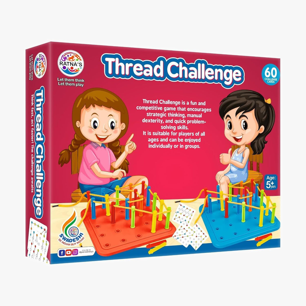 Creative Thread Puzzle Board With Pegs And Challenge Sheets - EKT4070
