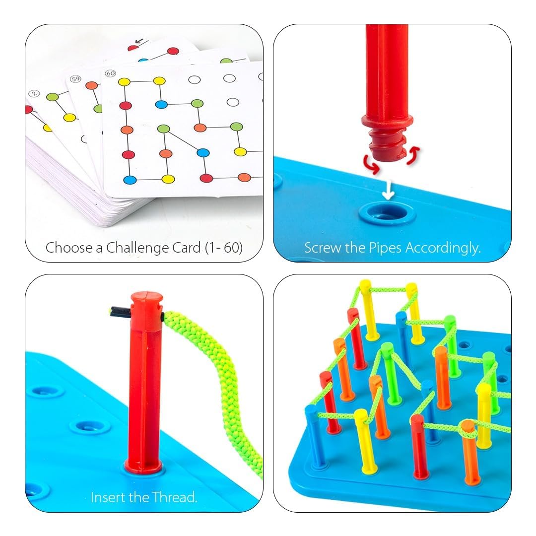 Creative Thread Puzzle Board With Pegs And Challenge Sheets - EKT4070