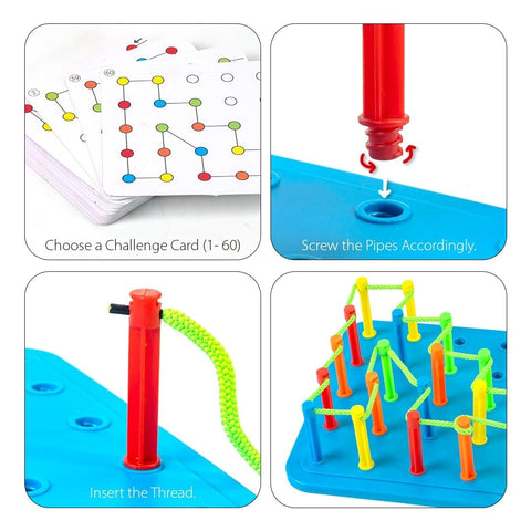 Creative Thread Puzzle Board With Pegs And Challenge Sheets - EKT4070