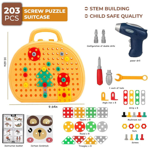Building Toy With Creative Mosaic Drill Set 203 Pcs - EKT4075