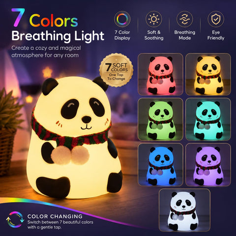 Panda Night Light For Kids 7 Color LED Changing Lamp - EKT4078