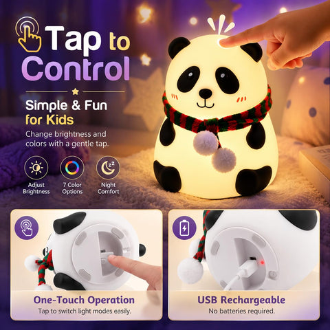 Panda Night Light For Kids 7 Color LED Changing Lamp - EKT4078