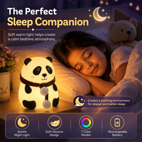 Panda Night Light For Kids 7 Color LED Changing Lamp - EKT4078