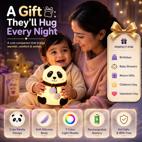 Panda Night Light For Kids 7 Color LED Changing Lamp - EKT4078