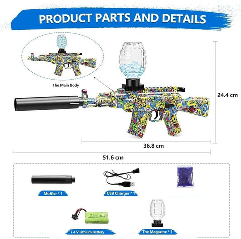 Automatic Gel Blaster Gun WIth Silencer Rechargeable - EKT4084
