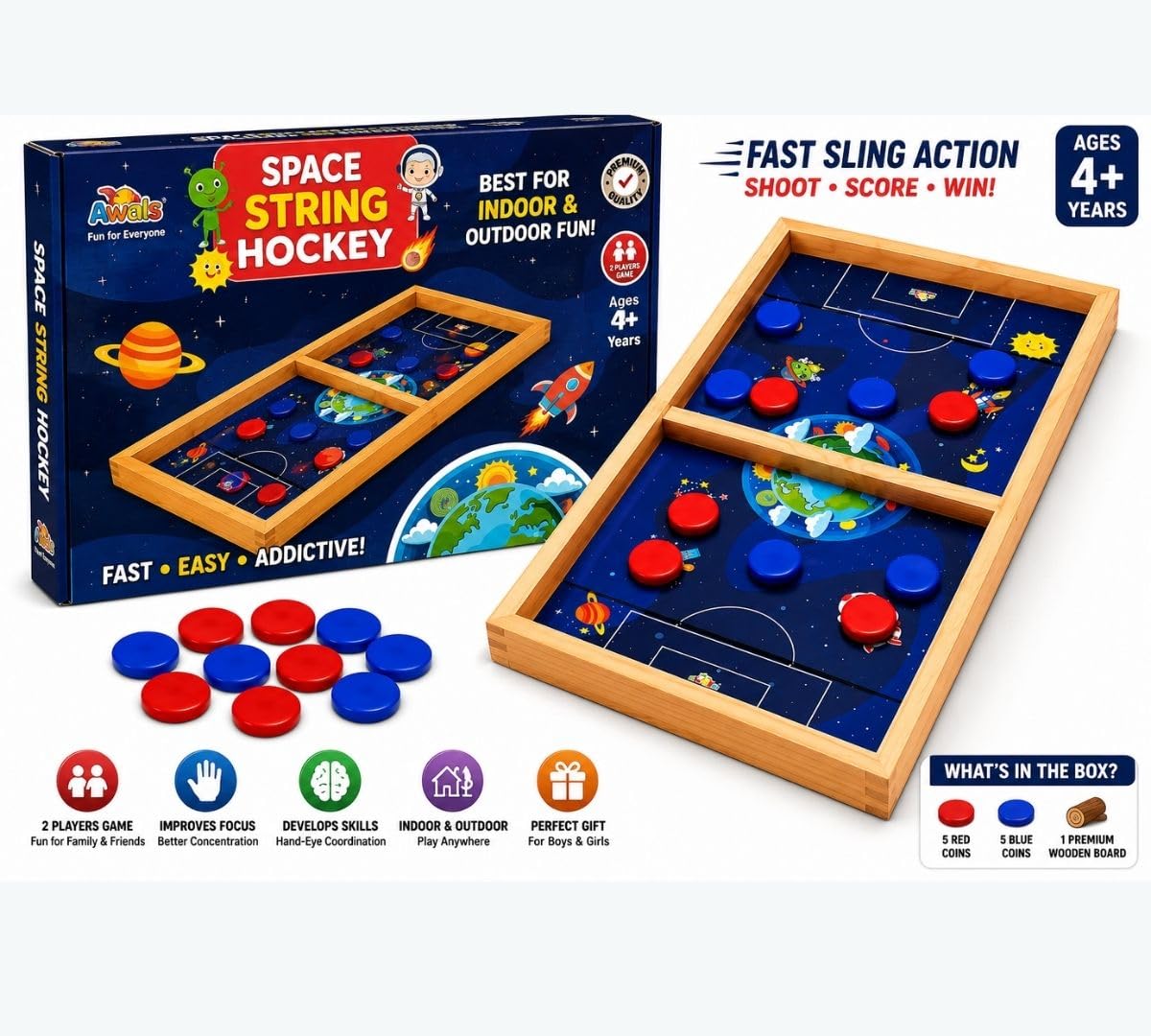 Space String Hockey Game for Kids and Adults - EKT4086
