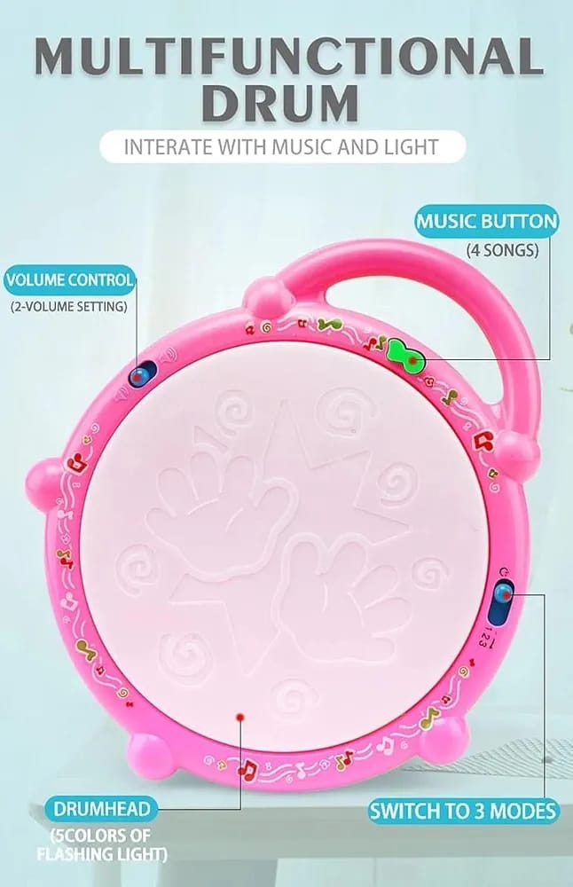 Musical Flash Electronic Drum with Lights and Sounds - EKT4094