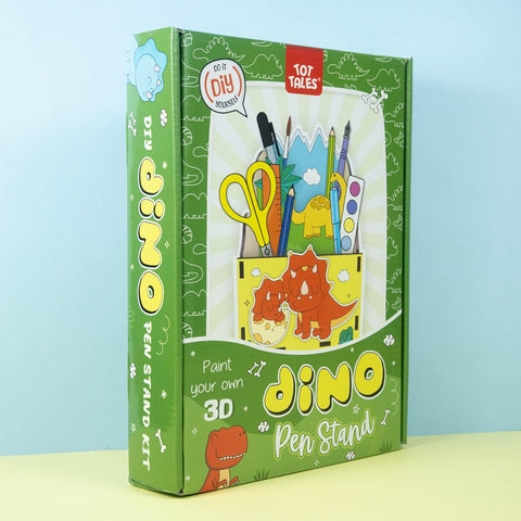 DIY Dino Wooden Pen Stand for Kids with Paint & Brush and Glue - EKT4117