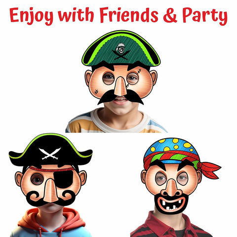 DIY 3D Pirates Colouring Masks With 3 Elastic Strings and 12 Colouring Sketch - EKT4118