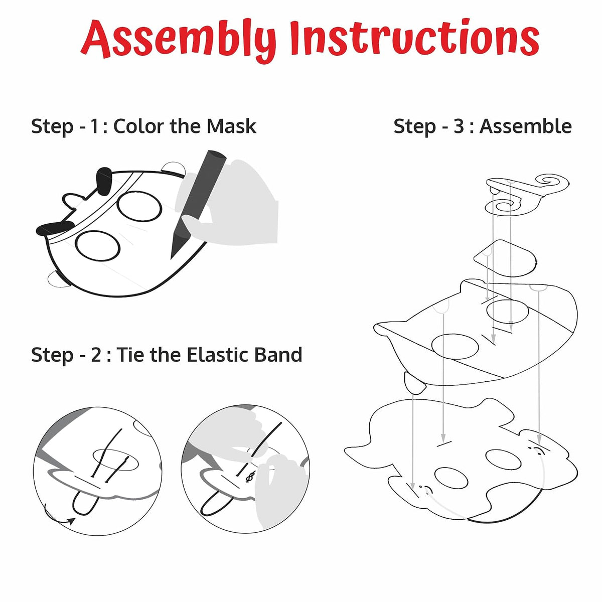 DIY 3D Pirates Colouring Masks With 3 Elastic Strings and 12 Colouring Sketch - EKT4118