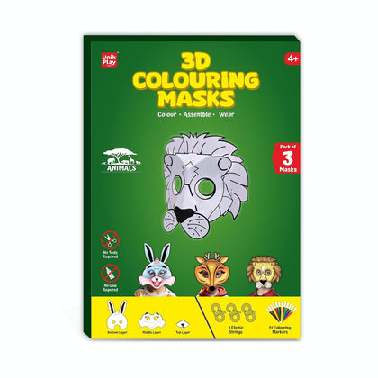DIY 3D Animals Colouring Masks With 3 Elastic Strings and 12 Colouring Sketch - EKT4121