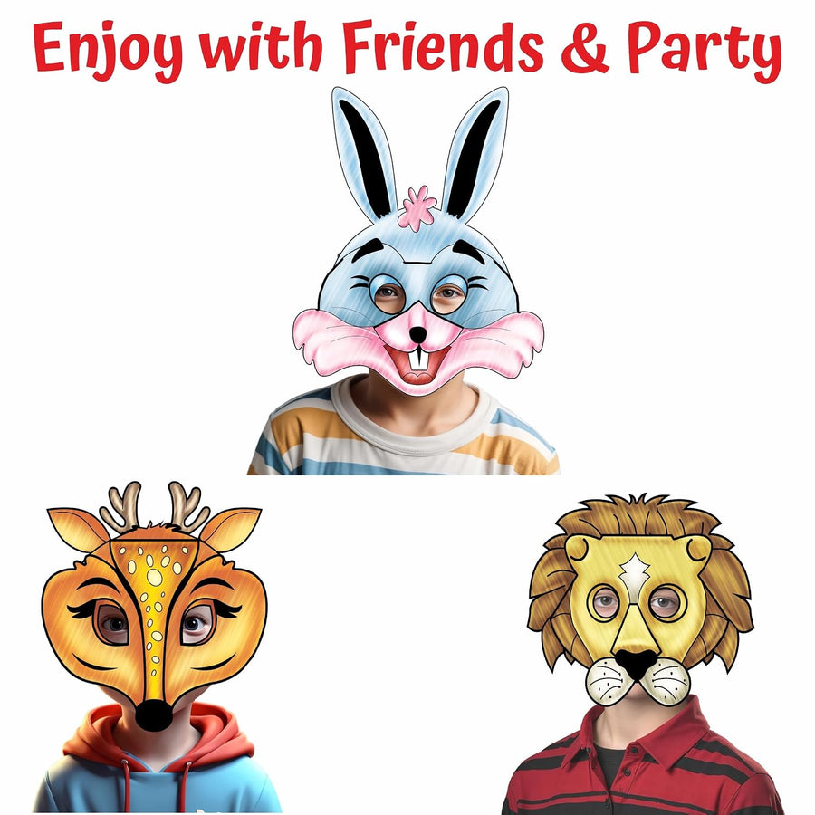 DIY 3D Animals Colouring Masks With 3 Elastic Strings and 12 Colouring Sketch - EKT4121