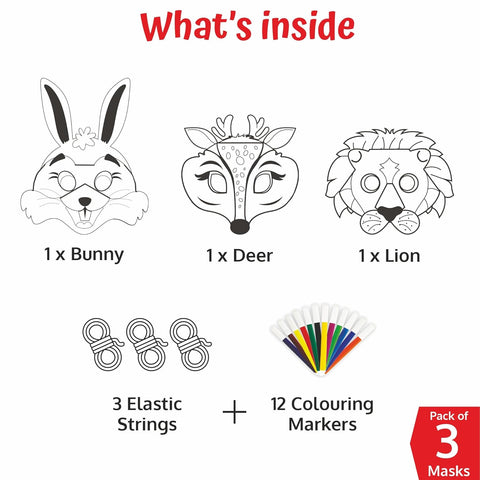 DIY 3D Animals Colouring Masks With 3 Elastic Strings and 12 Colouring Sketch - EKT4121