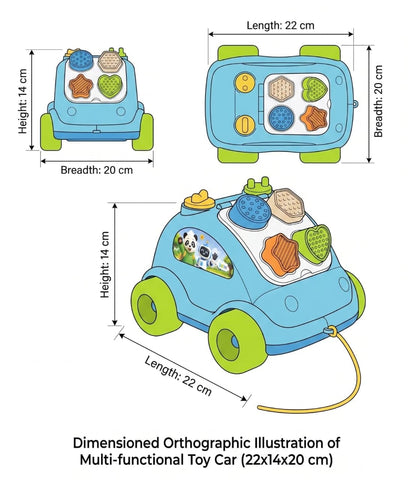 Baby Shape Sorter Pull Along Car Toy for Toddlers - EKT4122