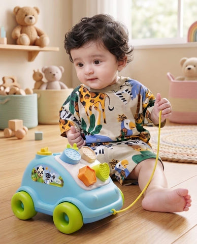 Baby Shape Sorter Pull Along Car Toy for Toddlers - EKT4122