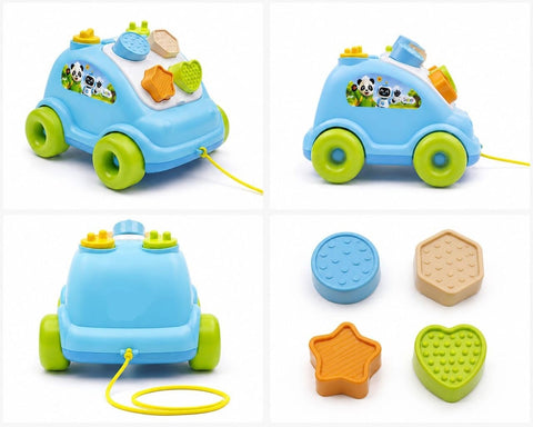 Baby Shape Sorter Pull Along Car Toy for Toddlers - EKT4122