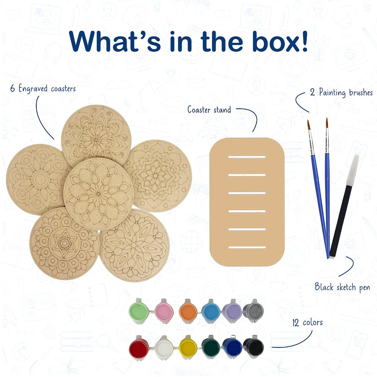 DIY Coaster Painting Kit with Stand Art and Craft - EKT4123