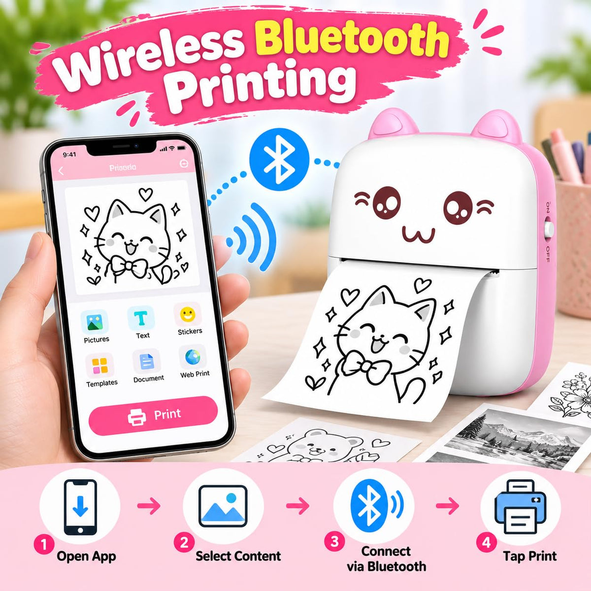 Mini Pocket Instant Thermal Printer Bluetooth Wireless - EKT4129