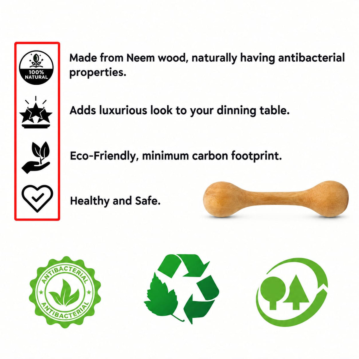Toddler Wooden Neem Teether 1 Pcs - EKT4131