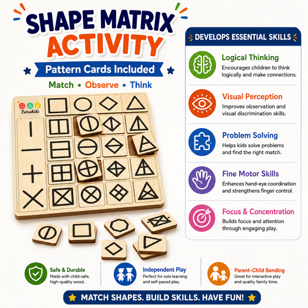 Shapes matrix activity game with pattern card - EKW0249
