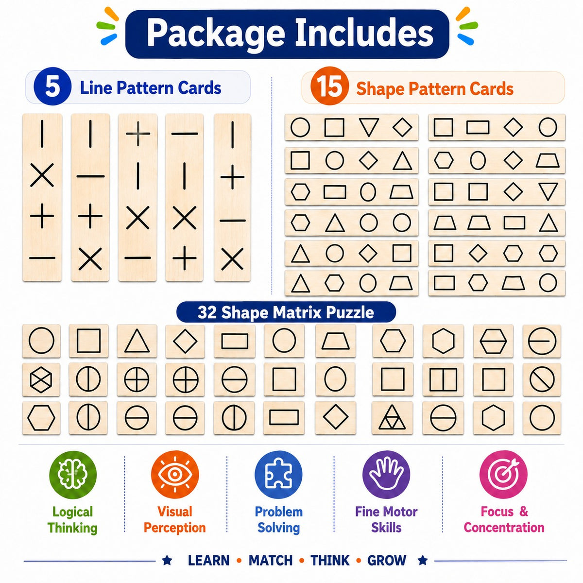 Shapes matrix activity game with pattern card - EKW0249