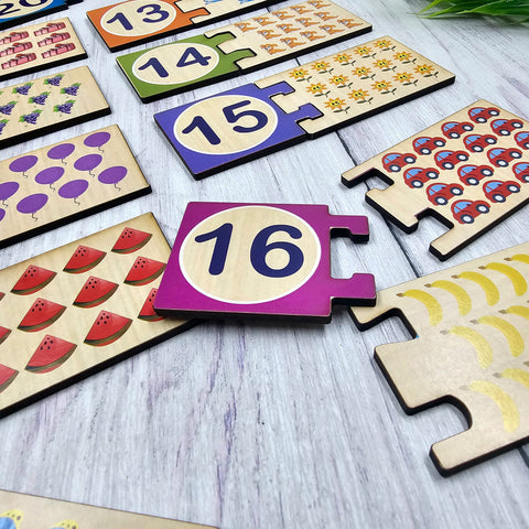 Wooden Number Self Correcting Puzzle - EKW0269