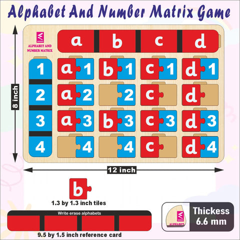 Wooden Alphabet And Number Matrix Game - EKW0276