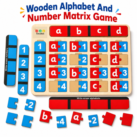Wooden Alphabet And Number Matrix Game - EKW0276