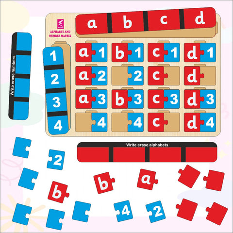 Wooden Alphabet And Number Matrix Game - EKW0276