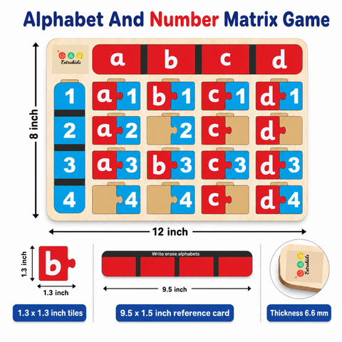 Wooden Alphabet And Number Matrix Game - EKW0276