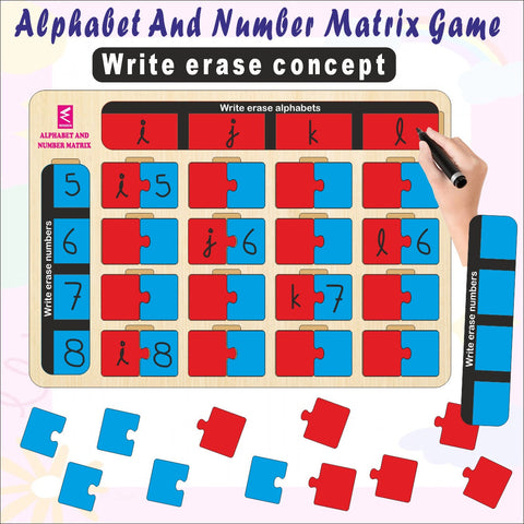 Wooden Alphabet And Number Matrix Game - EKW0276