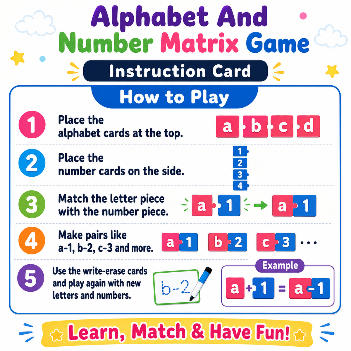 Wooden Alphabet And Number Matrix Game - EKW0276