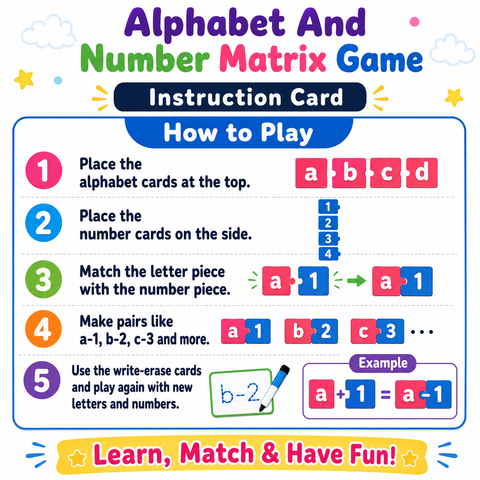 Wooden Alphabet And Number Matrix Game - EKW0276