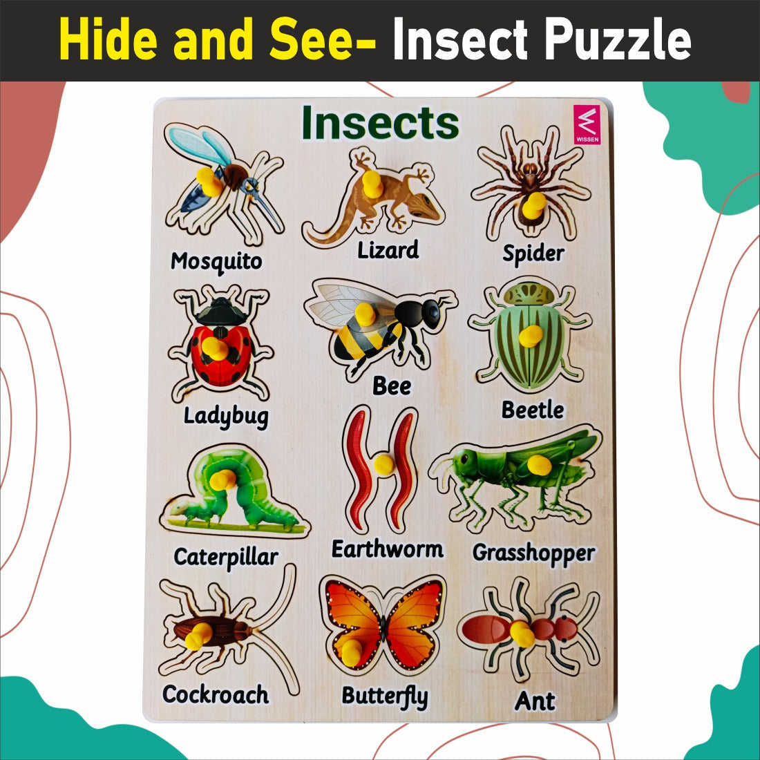 Wooden Insects Peg Board - EKW0280 – Extrokids