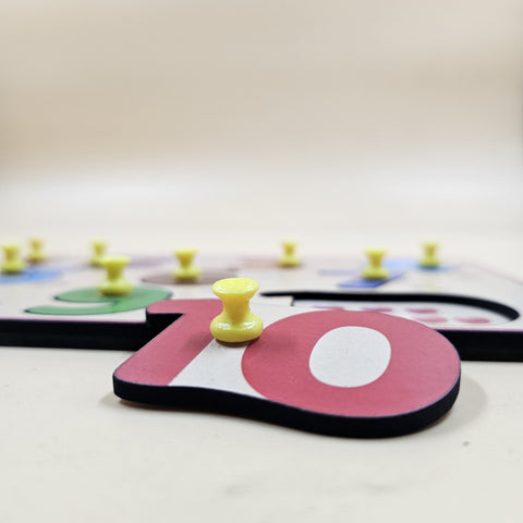 Extrokids Wooden 1 to 10 Number Peg Board For Kids - EKW0289