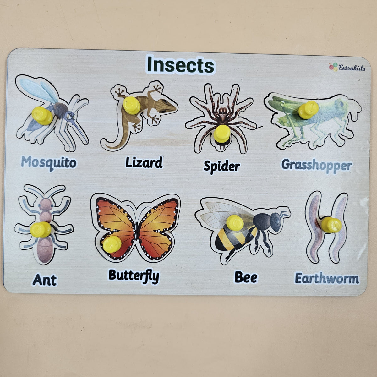 Extrokids Wooden Insects Peg Board For Kids - EKW0290
