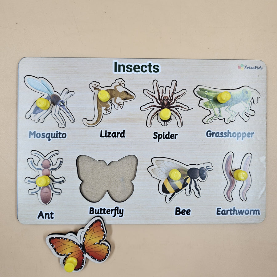 Extrokids Wooden Insects Peg Board For Kids - EKW0290