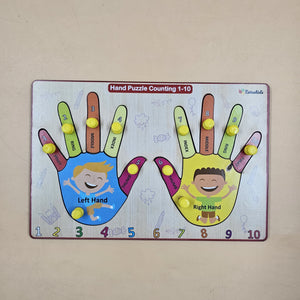 Extrokids Wooden Hand Puzzle Counting 1 to 10 Peg Board For Kids - EKW0292