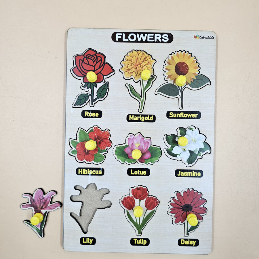Extrokids Wooden Flower Peg Board For Kids - EKW0293