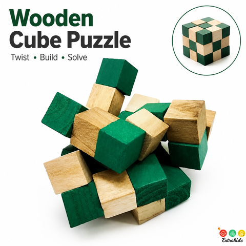 Wooden Rubiks Model | Eco-Friendly Snake Cube Twist Puzzle Toy