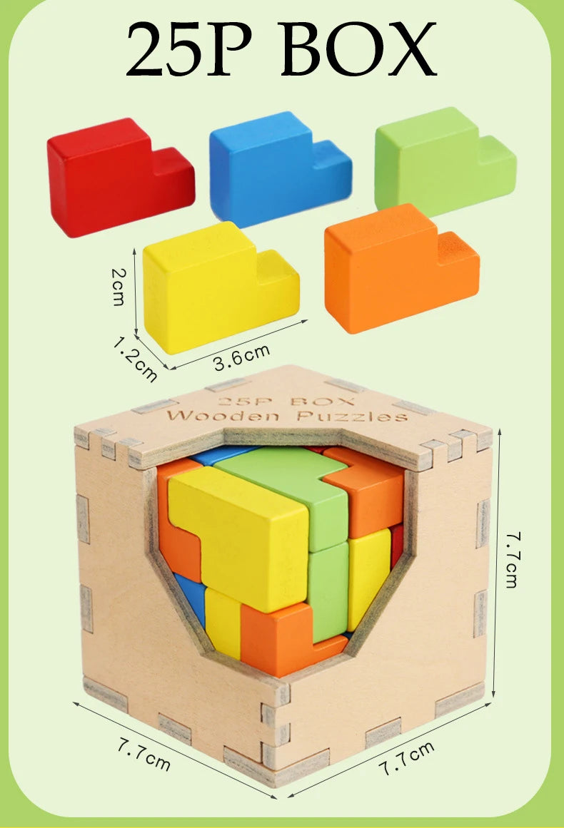 Wooden Tetris Cube 1pc Random Design will be shipped  - EKT2705